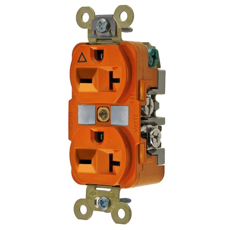 Hubbell Wiring Device-Kellems Straight Blade Receptacle, 6-20R, 20 A, 250V AC, 2 Pole, 3 Wire, Flush Mount, Isolated Ground IG5462